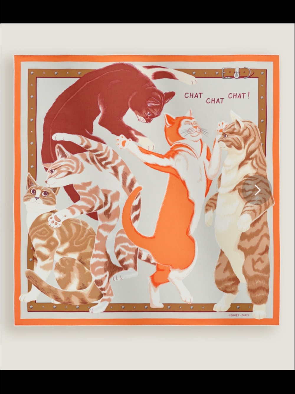 Hermès Orange, Brown & Cream Cat Scarf